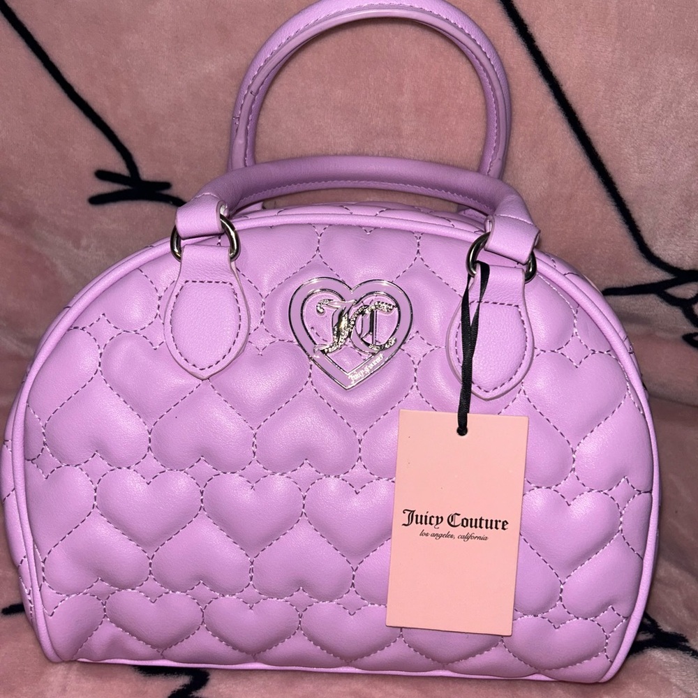 Juicy Couture Flawless Dome Satchel Heart Orchid Quilted Women's Bag